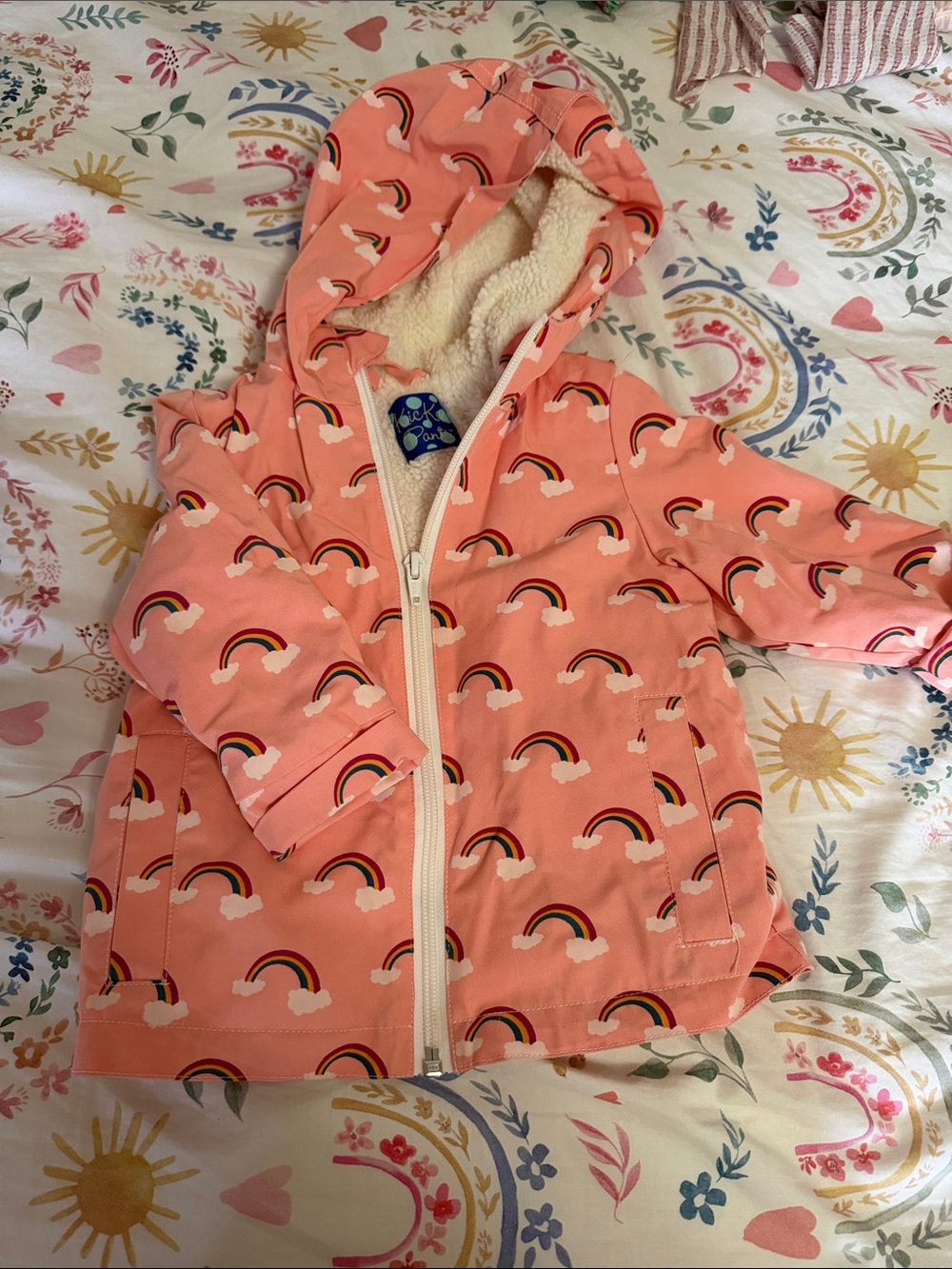 Kickee Pants Coral Pink Rainbow Hooded Raincoat